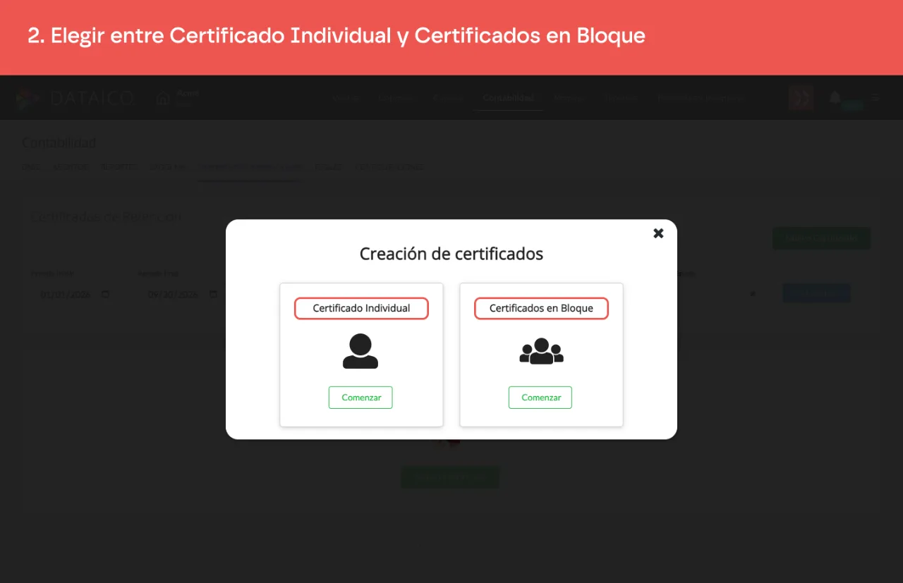 Las dos modalidades de creación: individual y en bloque