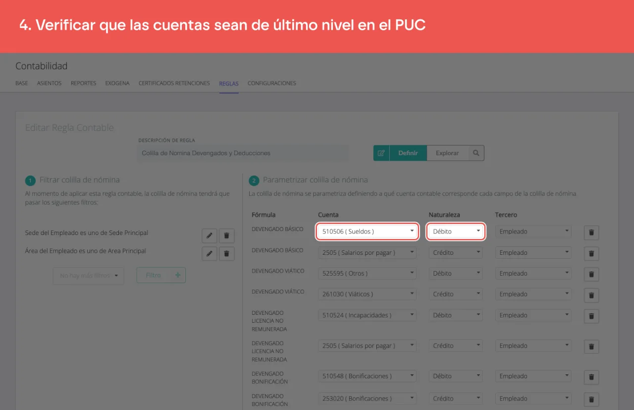 La cuenta contable y la naturaleza del primer concepto de la regla