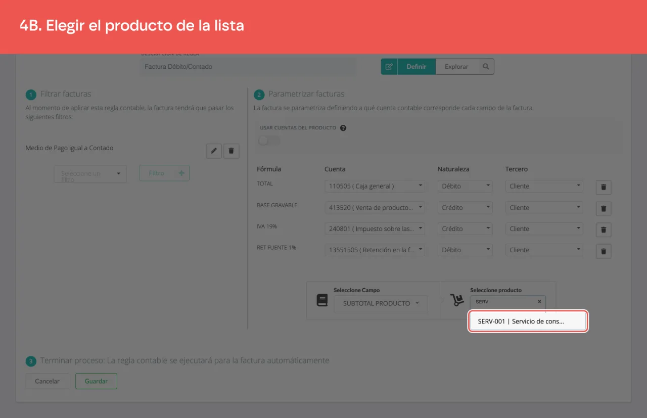El producto encontrado en la lista del buscador