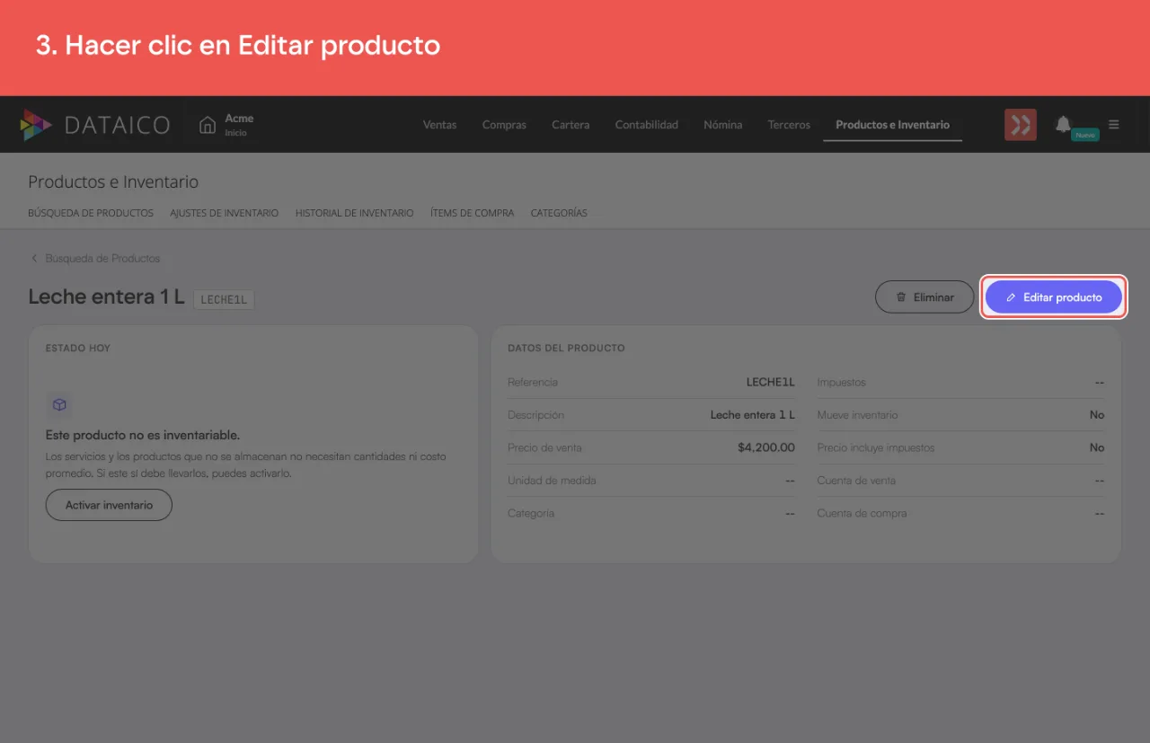 El botón Editar producto de la ficha del producto