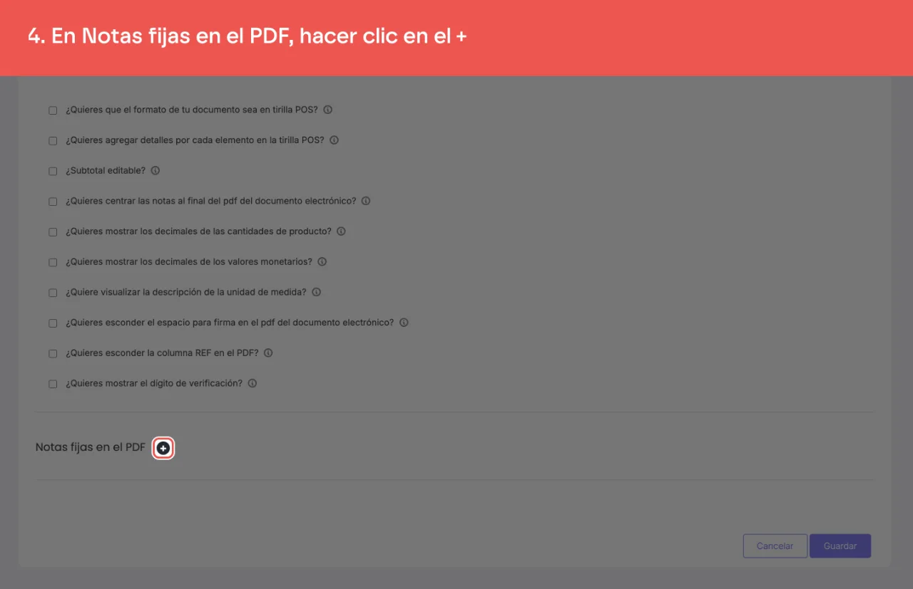 El control + que agrega una nota fija a la numeración